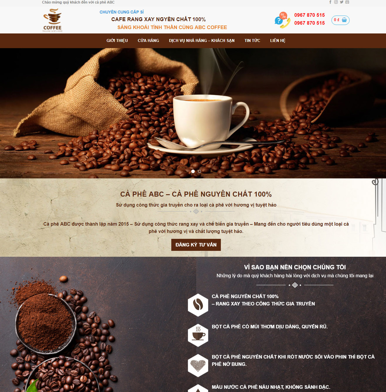 Theme wordpress bán cà phê 01