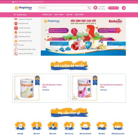 Theme wordpress bán sữa, tã, đồ em bé