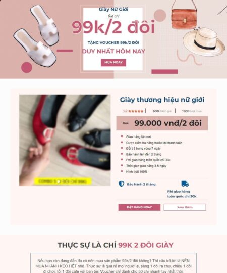 Theme wordpress landing page bán dép
