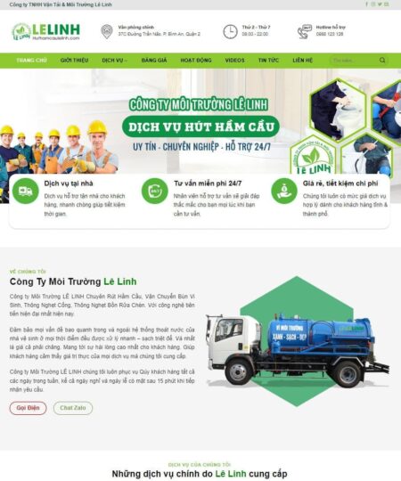 Theme wordpress dịch vụ vệ sinh, hút hầm , bể phốt