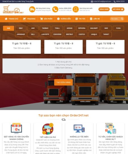 Theme wordpress dịch vụ order hàng Trung Quốc, chuyển hàng quốc tế