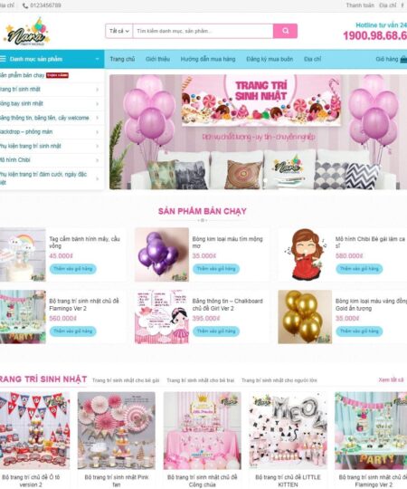 Theme wordpress bán đồ trang trí sinh nhật, tiệc cưới, party