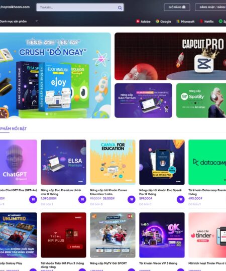 Theme wordpress bán tài khoản, phần mềm, key bản quyền 01