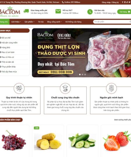 Theme wordpress bán rau củ quả, thực phẩm sạch 06